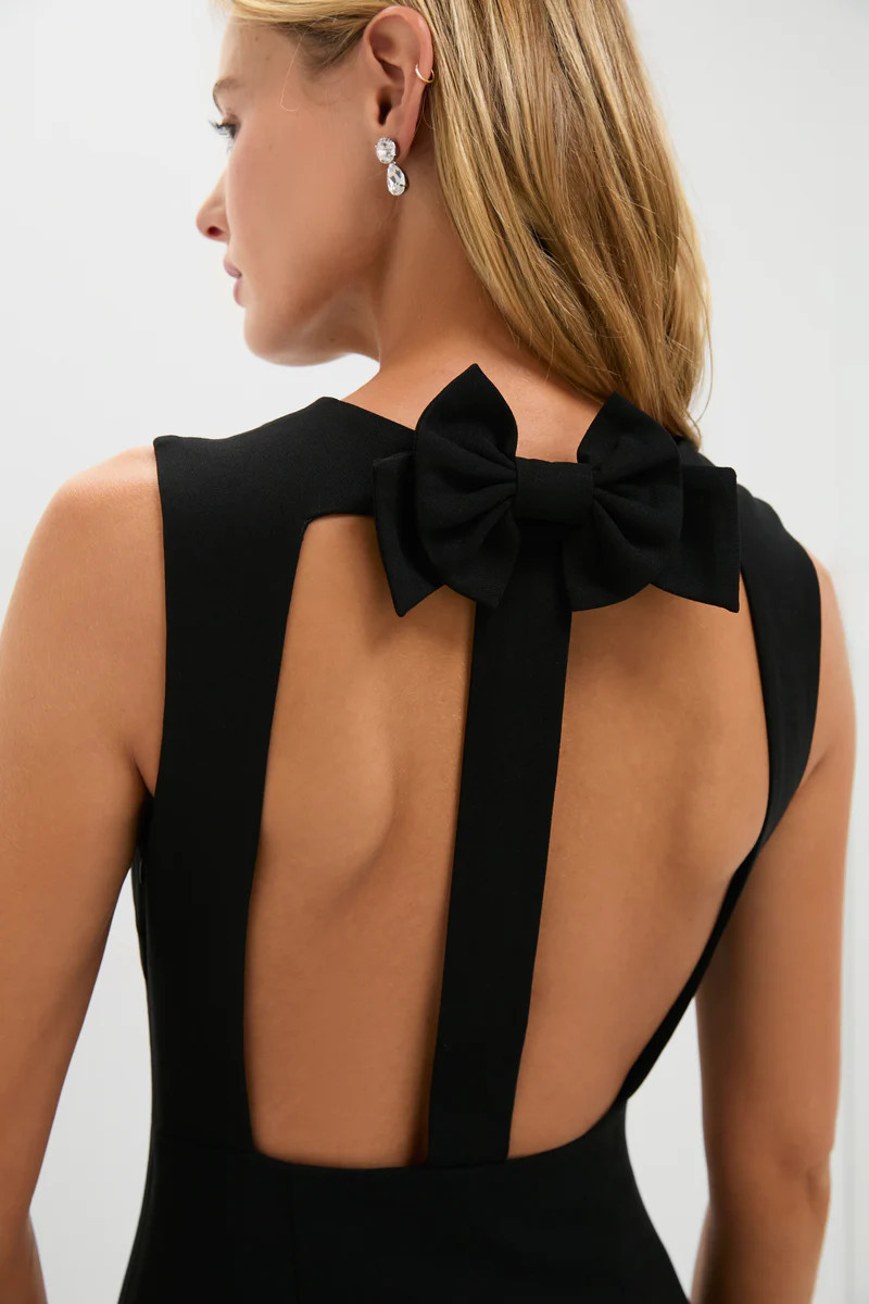Black Open Back Bow Ambrose Midi Dress | Tuckernuck (US)