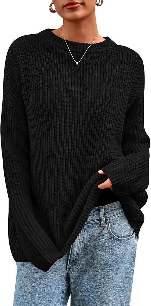 PRETTYGARDEN Womens Fall Sweaters 2025 Casual Chunky Crewneck Long Sleeve Ribbed Knit Oversized P... | Amazon (US)