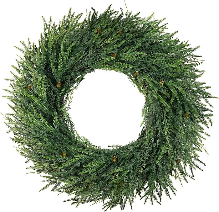 30" Norfolk Pine Wreaths for Front Door,Christmas Cedar Wreath Greenery aound Year, DIY Large Art... | Amazon (US)