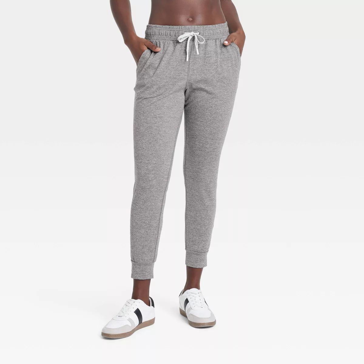 Women's Soft Stretch Mid-Rise Joggers - All In Motion™ Heathered Gray XS | Target