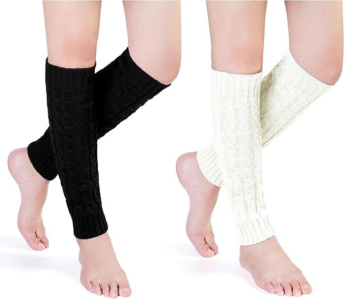 Pcavin Leg Warmers for Women, Calf Knee High Cable Knit warmers Winter Knitted Long Boot Cuffs Le... | Amazon (US)