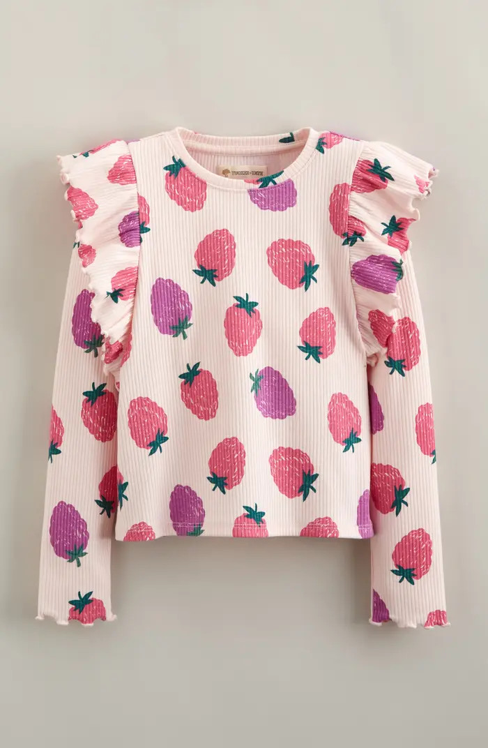 Kids' Ruffle Sleeve Rib Top | Nordstrom
