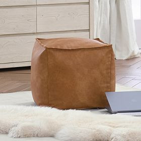 Faux Leather Caramel Modern Bean Bag Lounger Pouf | Pottery Barn Teen