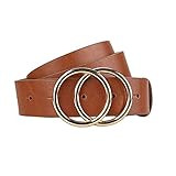 Women's Leather Belt Faux Leather Waist Belts For Jeans Dress Pants with O-Ring and Heart Buckle Cof | Amazon (US)