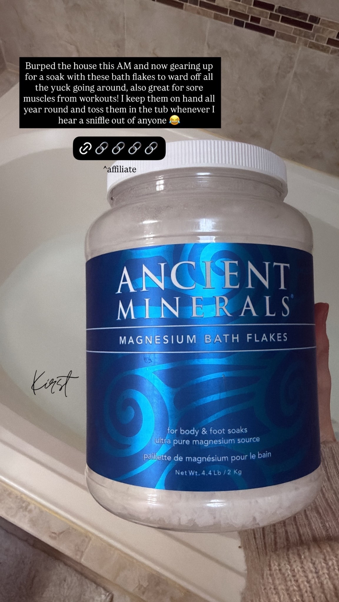Burped the house this AM and now gearing up for a soak with these bath flakes to ward off all the yuck going around, also great for sore muscles from workouts! I keep them on hand all year round and toss them in the tub whenever I hear a sniffle out of anyone 😂 ^affiliate