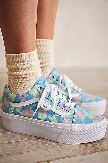 Old Skool Stackform Checkerboard Floral Sneakers | Free People (Global - UK&FR Excluded)