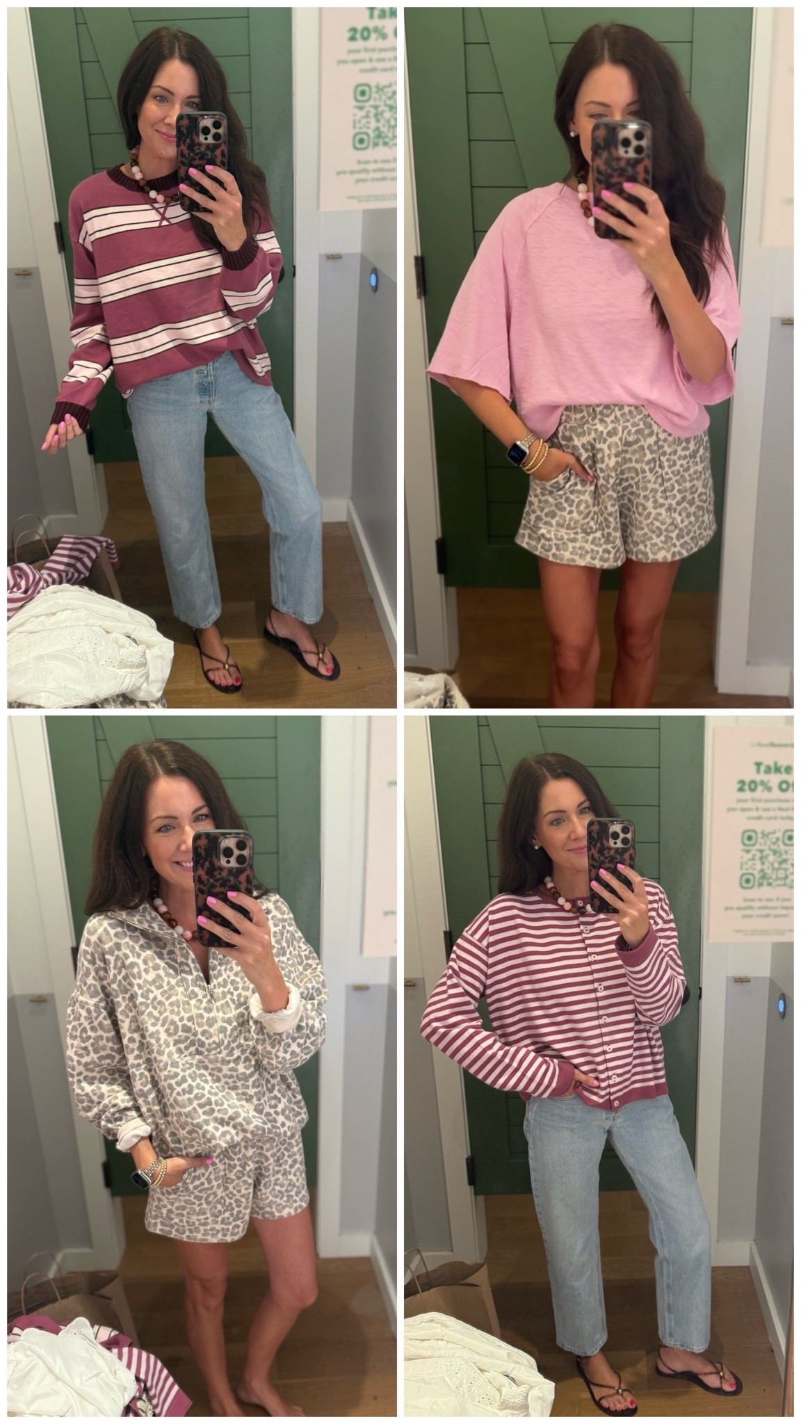 30% off Aerie!! Code: SOMUCHLOVE
leopard pullover-xs runs very big 
Leopard shorts-small
Cardigan-small 
Striped pullover-xs
Pink tee-xs, runs big 
.
.
Aerie fall outfits, aerie new arrivals on sale

#LTKSeasonal #LTKSaleAlert #LTKmomlife