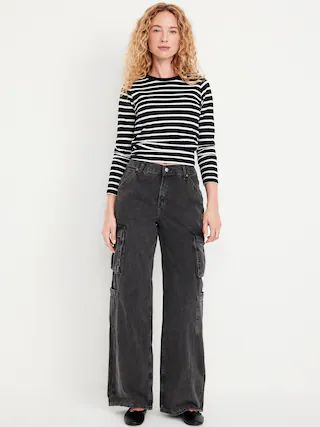 Mid-Rise Baggy Wide-Leg Cargo Jeans | Old Navy (CA)