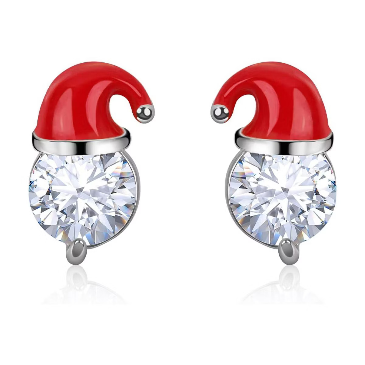 Red Christmas Hat Stud Earrings with Crystal Gems for Holiday Events. | Target