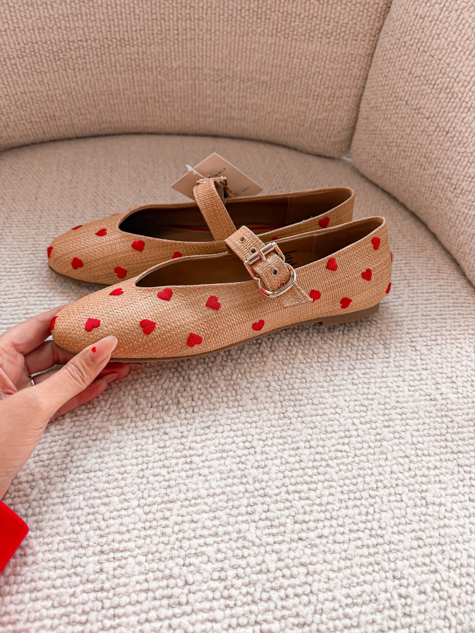 Found the cutest flats at Walmart today. I grabbed the tan pair with the red hearts — such an easy neutral with a fun little detail. Also linking the mesh heart and polka dot pairs I spotted because they were all so good.

#LTKValentine #LTKootd #LTKOver40