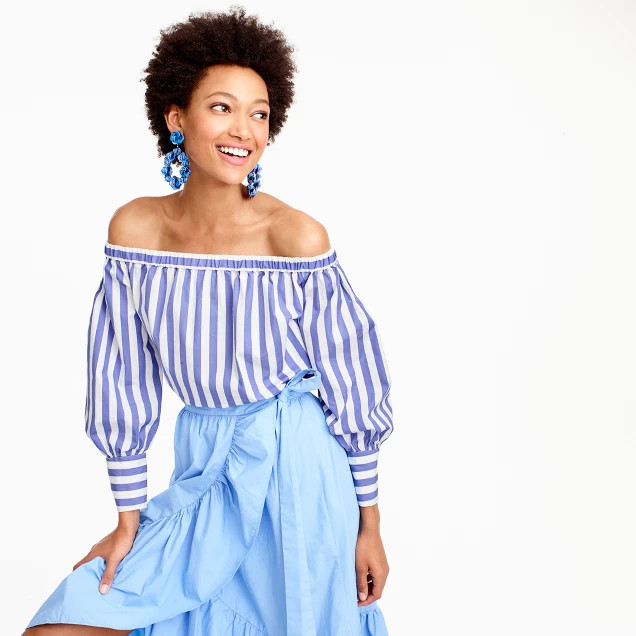 Collection Thomas Mason® for J.Crew off-the-shoulder striped top | J.Crew US