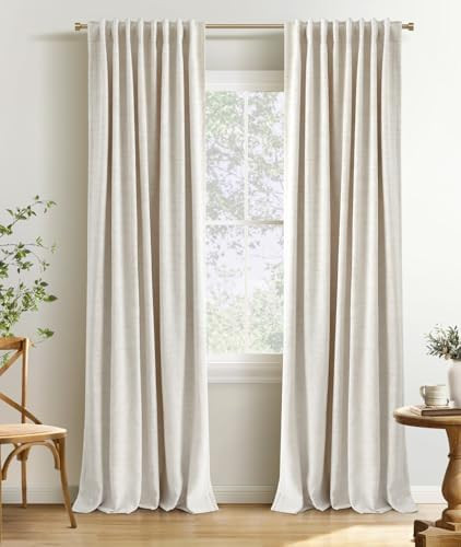 INOVADAY 100% Blackout Curtains 84 Inches Long 2 Panels Set, Back Tab/Rod Pocket Linen Blackout C... | Amazon (US)
