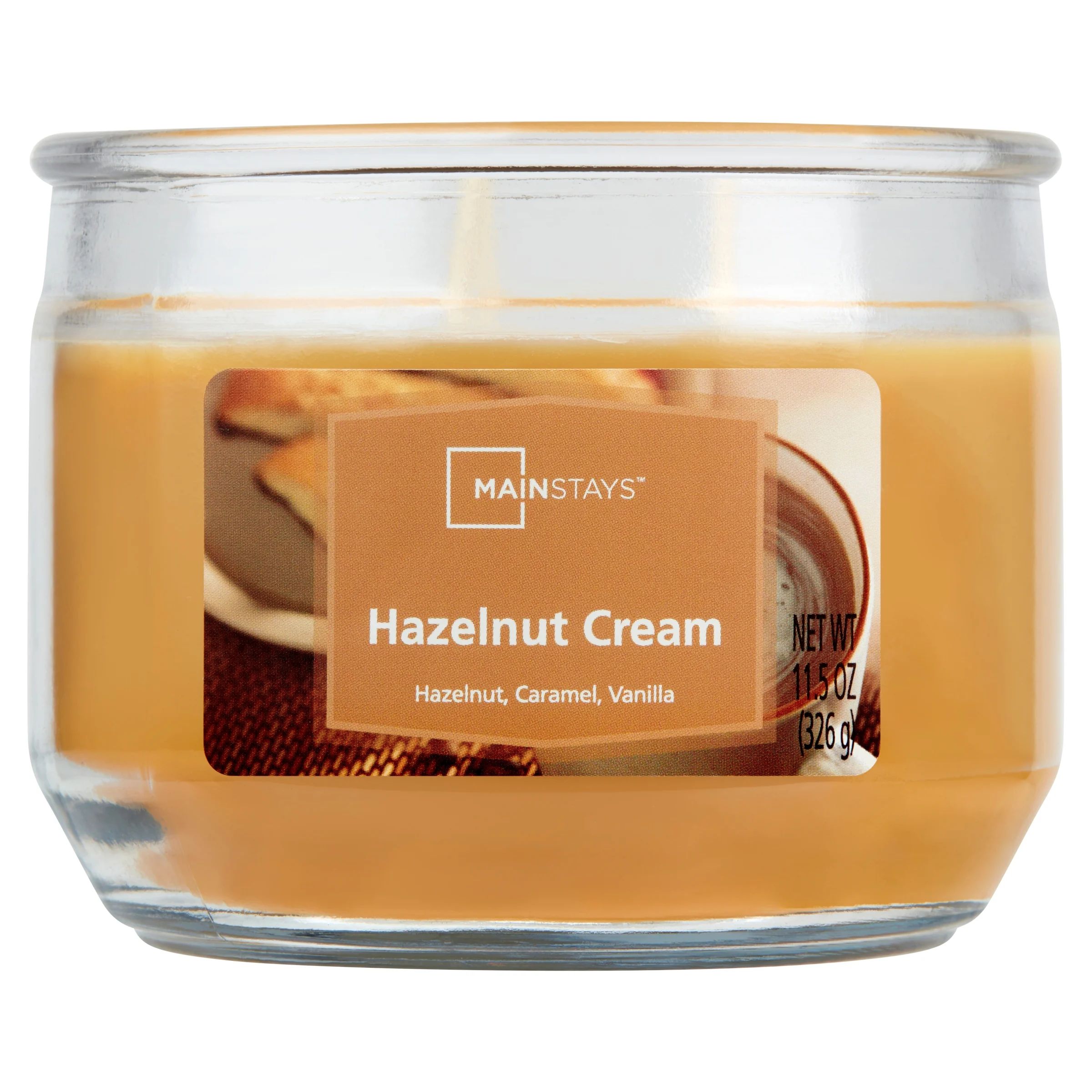 Mainstays Hazelnut Cream Scented 3-Wick Glass Jar Candle, 11.5 oz | Walmart (US)