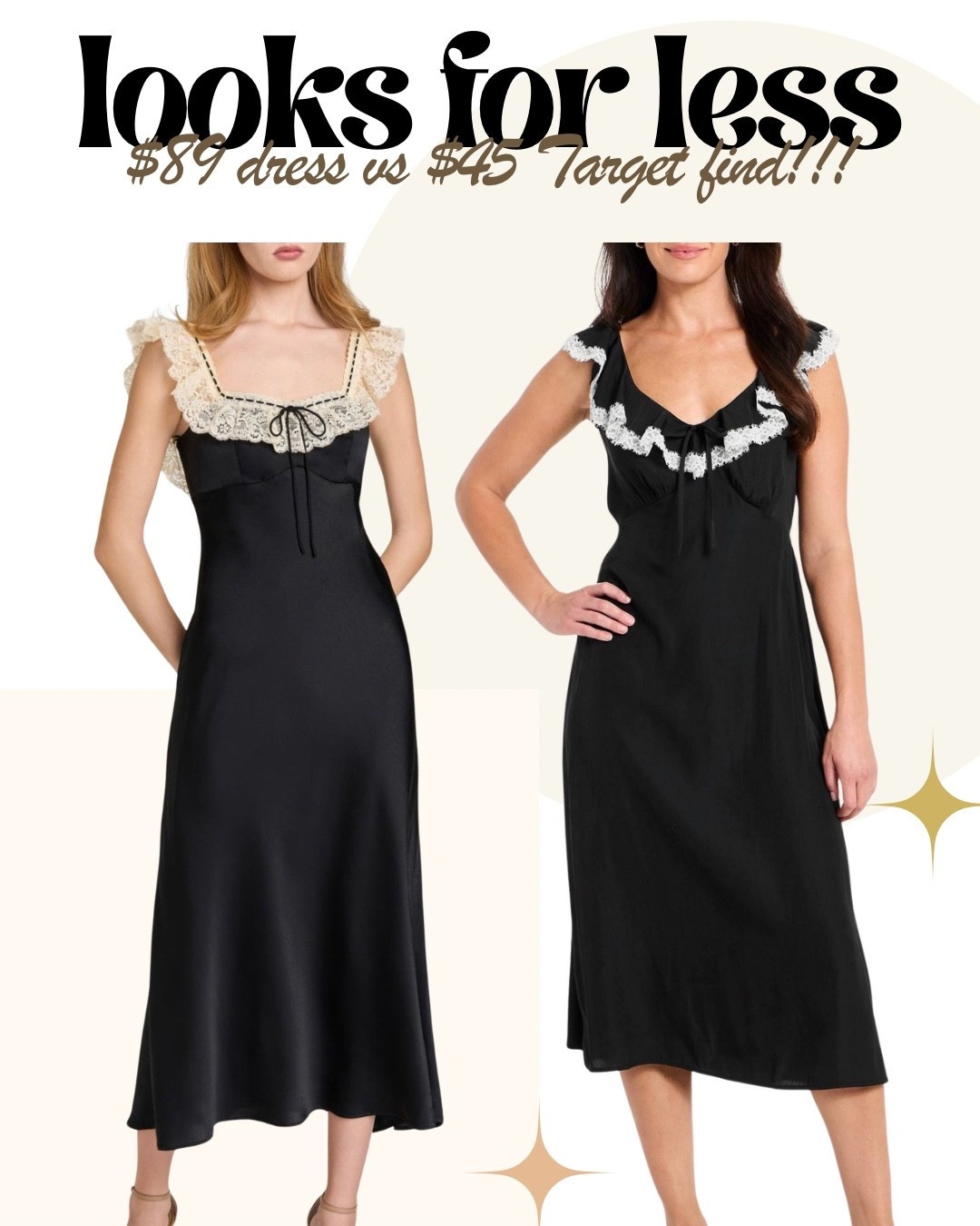 ✨ Designer Look for Less Alert! ✨
Why spend $89 when you can get the same chic vibe for just $45 at Target?! 🤯
This black lace-trim slip dress is giving effortless elegance, vintage-inspired details, and the perfect flattering fit—without the designer price tag.

✔️ Romantic lace neckline
✔️ Timeless black midi silhouette
✔️ Dress it up with heels or keep it casual with flats
✔️ Budget-friendly fashion win 🖤

If you love finding affordable dupes, Target fashion finds, and classic wardrobe staples, this one’s a must-see. Tap the photo to shop before it sells out! 👇

Target dress dupe, look for less dress, black lace slip dress, affordable midi dress, Target fashion find, budget friendly dresses, designer dupe outfit, classic black dress, women’s Target clothing



#LTKOver40 #LTKHoliday #LTKFindsUnder50