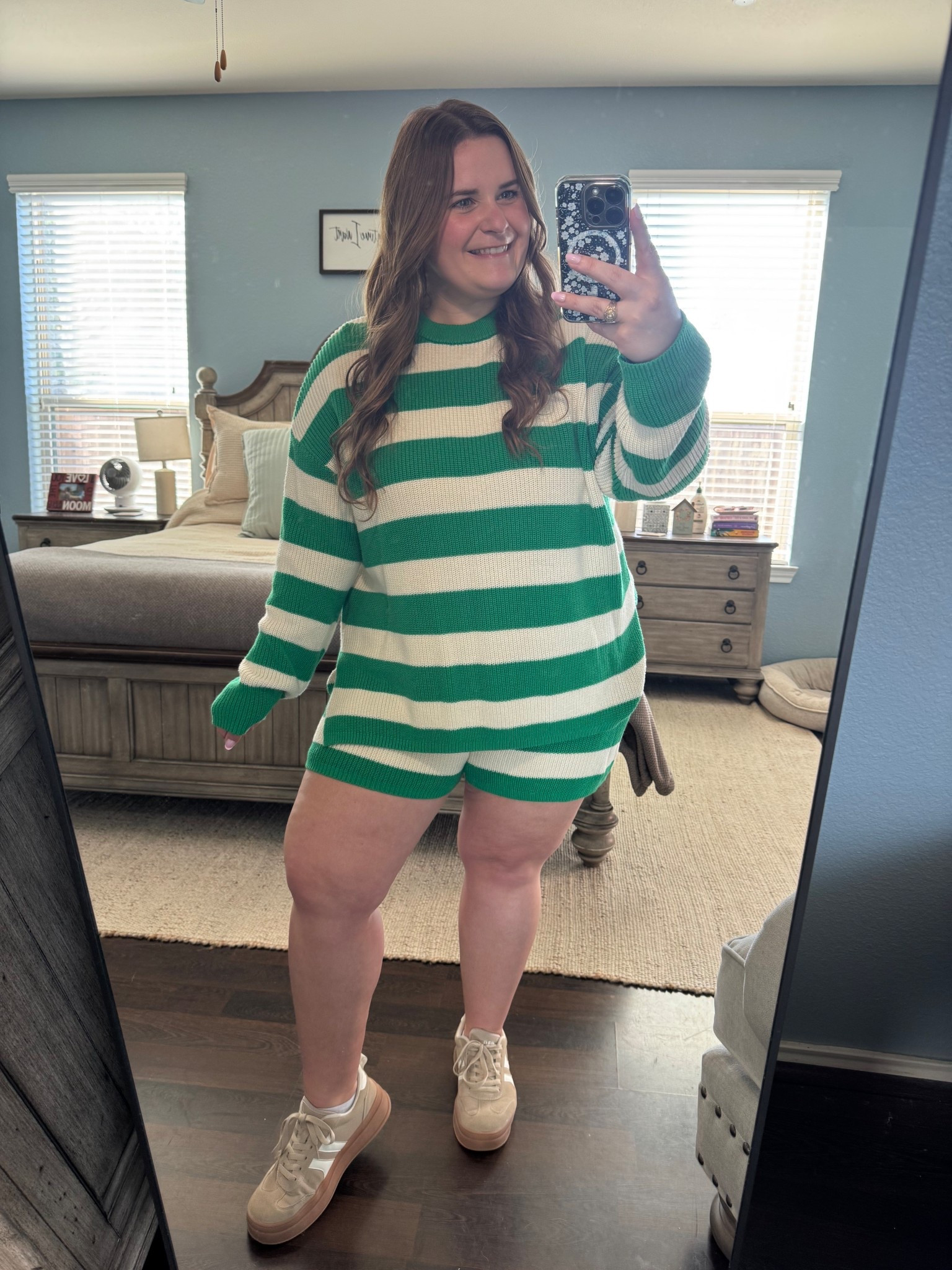 Wearing an xxl in this Walmart pretty garden set! Im usually a size 16 for reference. I’m in the green and white stripe but they also have a beautiful orange and pink set too! Paired with my favorite Amazon sneakers. 

#LTKPlusSize #LTKMidsize #LTKootd