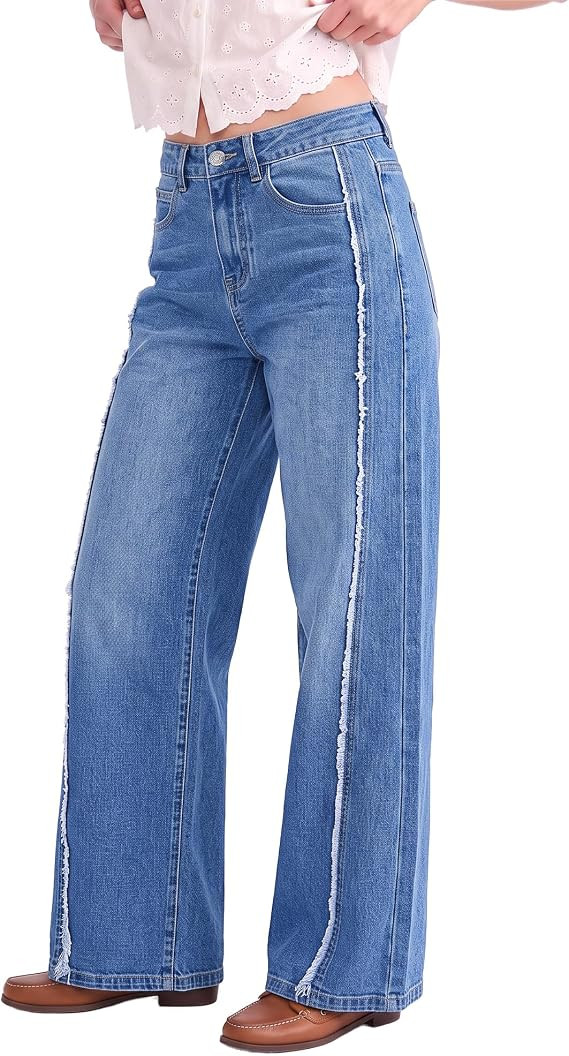 luvamia Wide Leg Jeans for Women High Waisted Selvedge Baggy Denim Pants | Amazon (US)