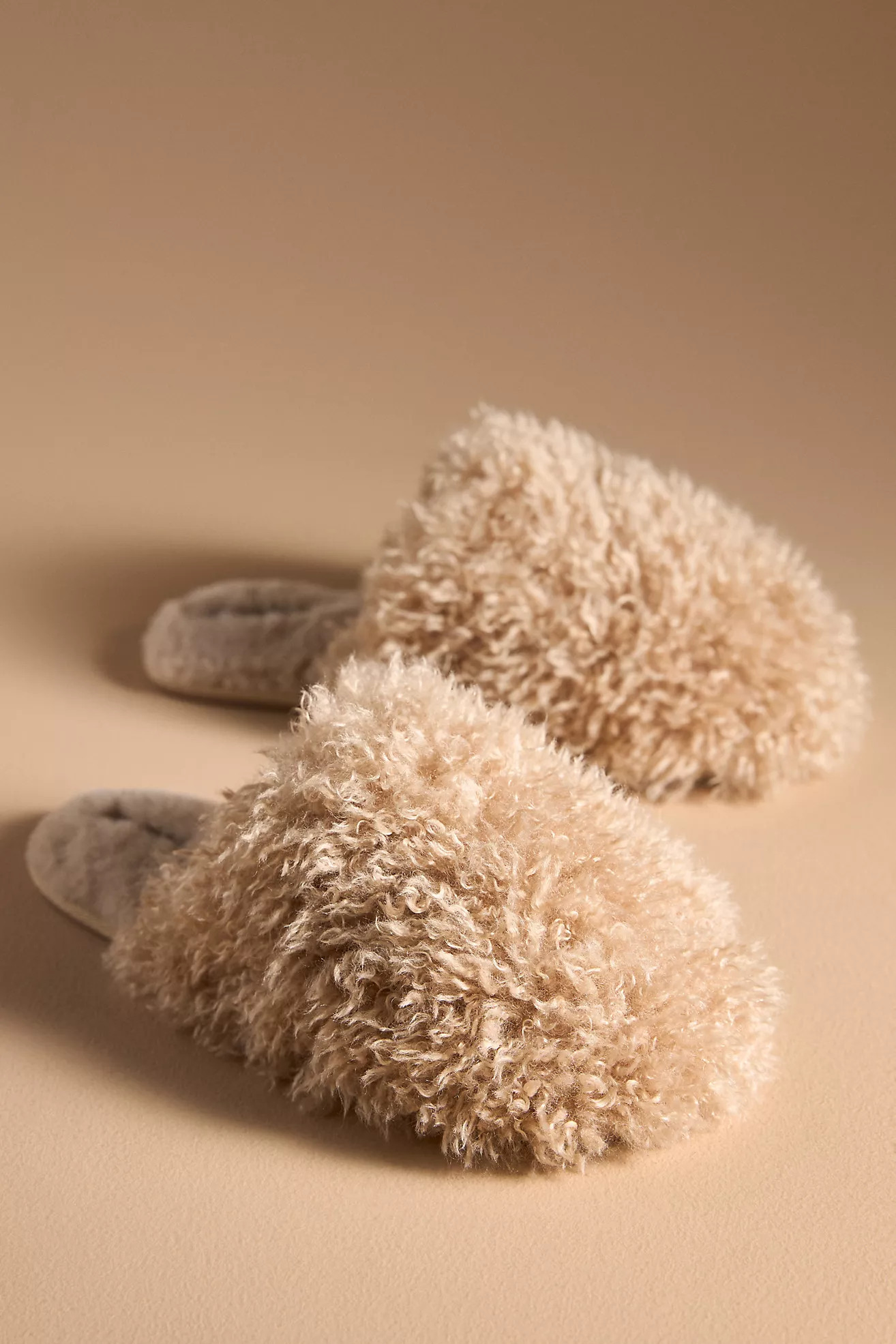Maeve Curly Faux-Fur Slippers | Anthropologie (US)