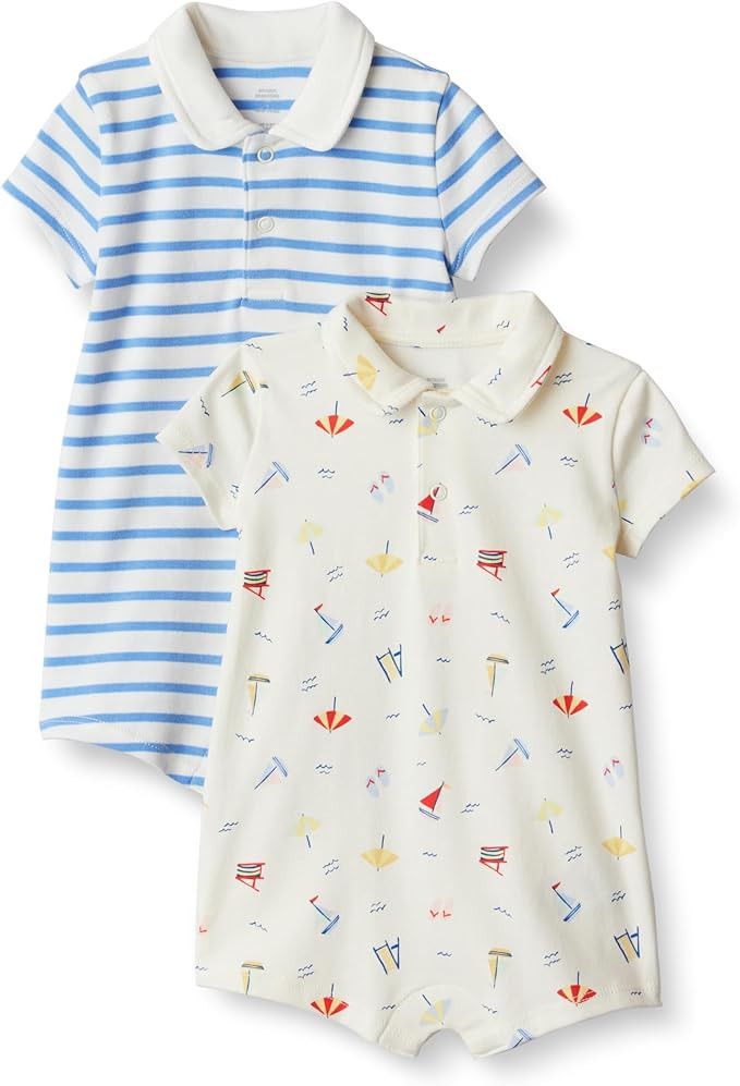 Amazon Essentials x Sofia Grainge Baby Boys' Short Sleeve Cotton Polo Romper, Pack of 2 | Amazon (US)