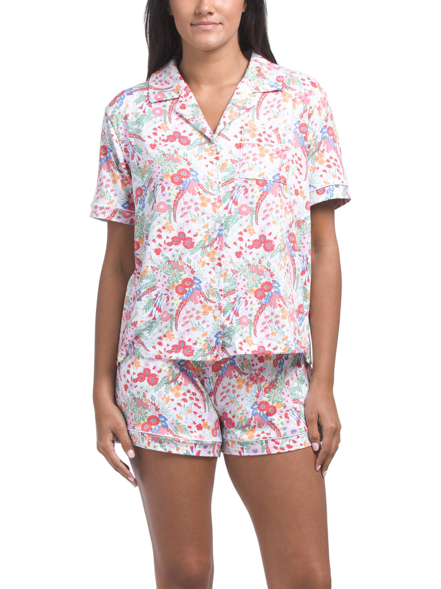 222pc Evening Garden Pajama Top And Shorts Set | TJ Maxx
