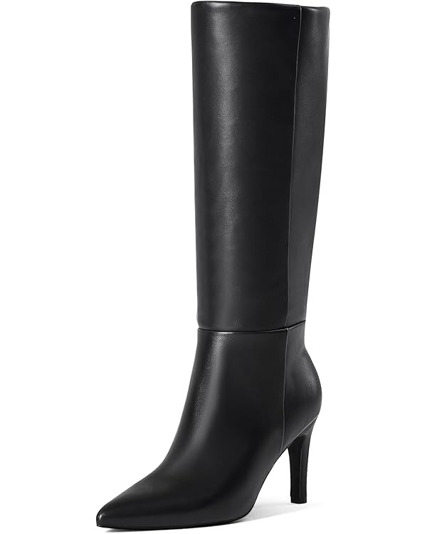 GENSHUO Women Wide Calf Knee High Boots 3 Inch High Heel Pointed Toe Long Boots Fashion Trendy Wi... | Amazon (US)