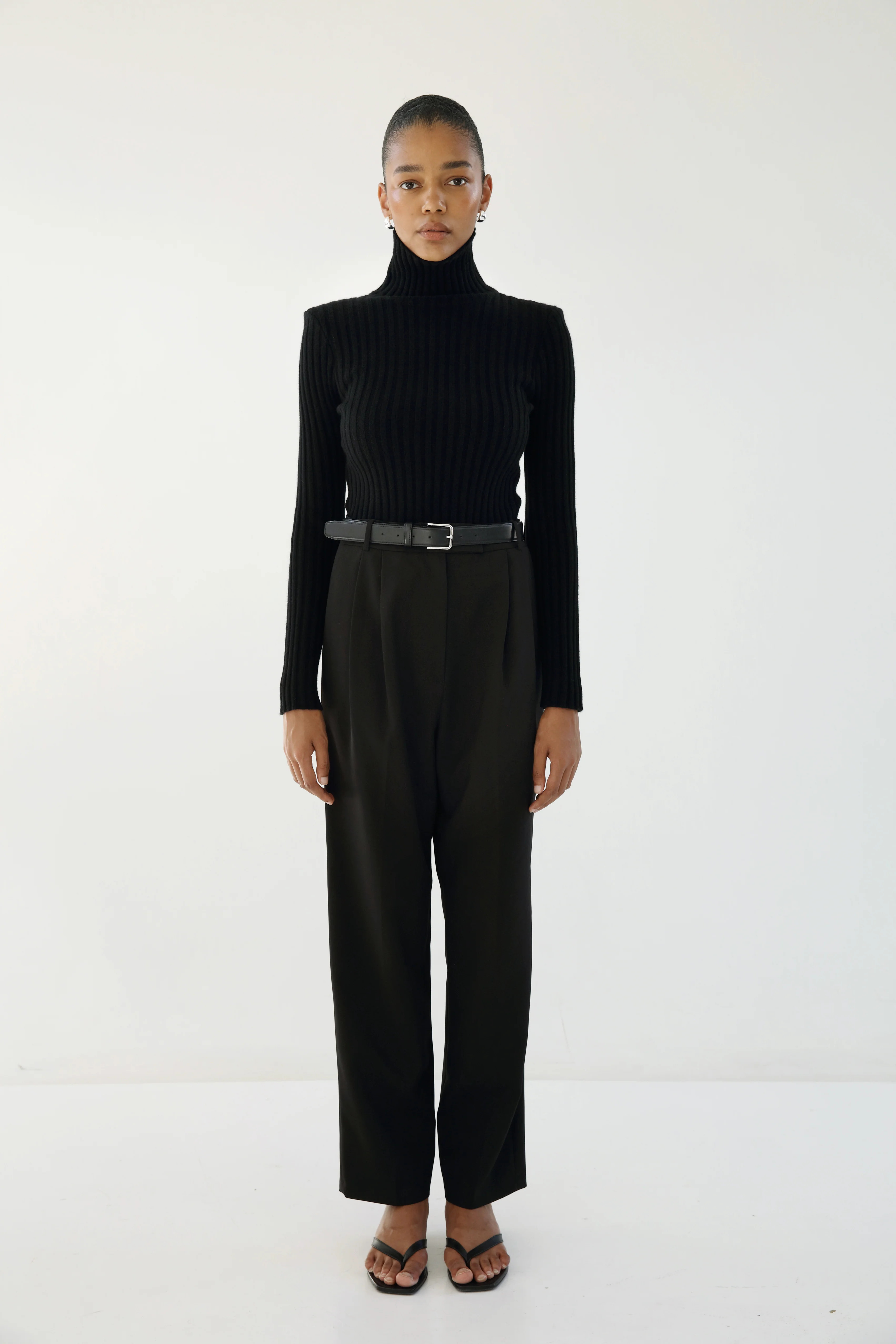 Faie Rib Knit Sweater, black | Almada Label