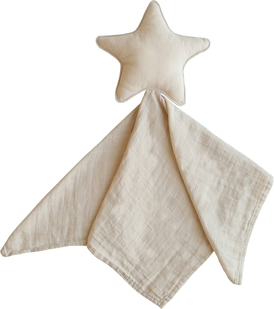 mushie Star Security Blanket | Baby Lovey | 100% Organic Muslin Cotton (Fog) | Amazon (US)