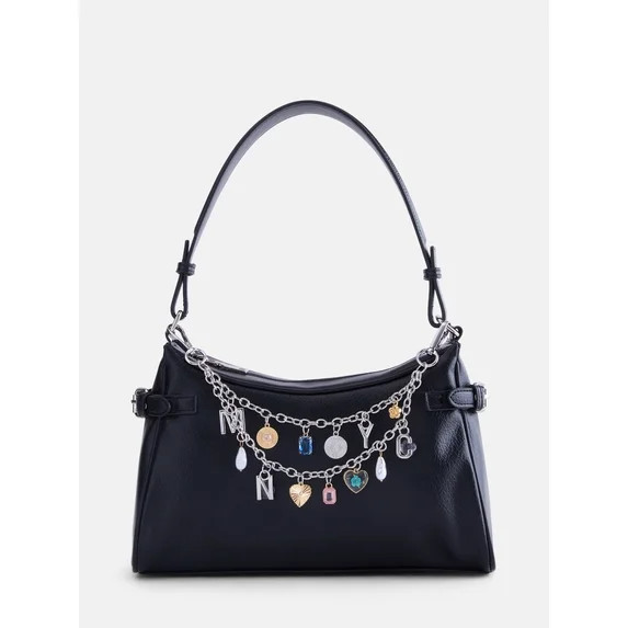 Madden NYC Women’s Shoulder Bag with Charm, Black | Walmart (US)