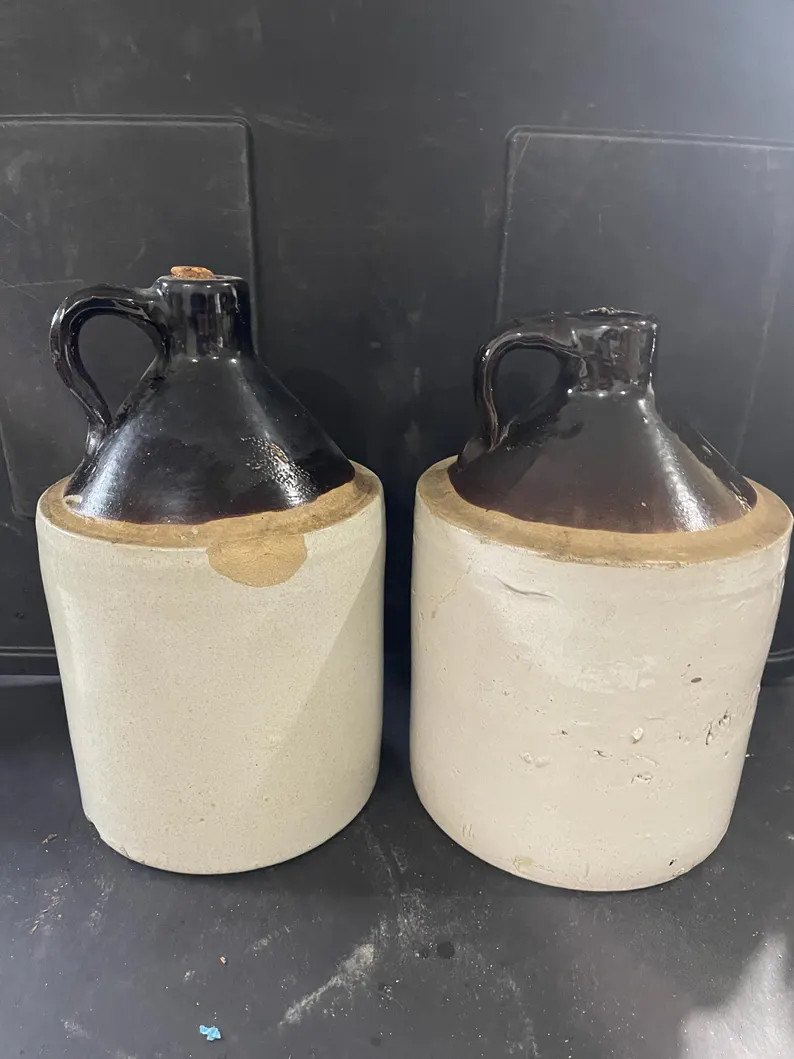 Set of 2 Vintage Stoneware Whiskey Jugs – 1 Gallon Crock Jugs • Rustic Farmhouse Décor - Ets... | Etsy (US)