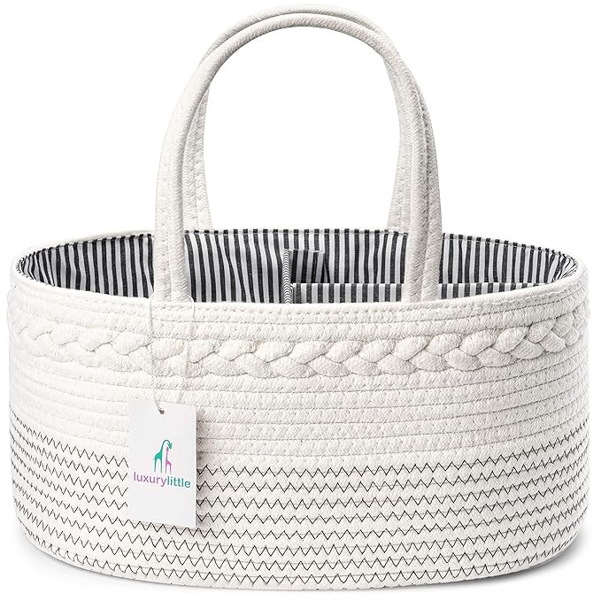 Luxury Little Baby Diaper Caddy Organizer - Rope Nursery Storage Bin for Boys and Girls - Large T... | Amazon (US)