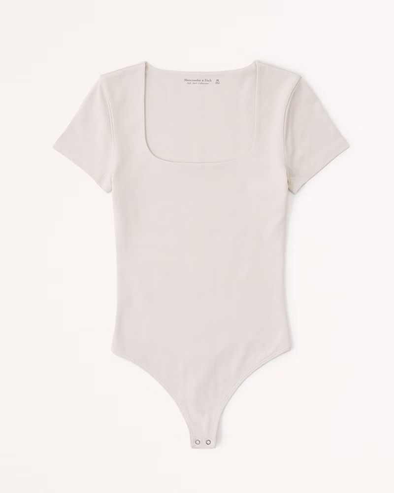 Short-Sleeve Cotton Seamless Fabric Squareneck Bodysuit | Abercrombie & Fitch (US)