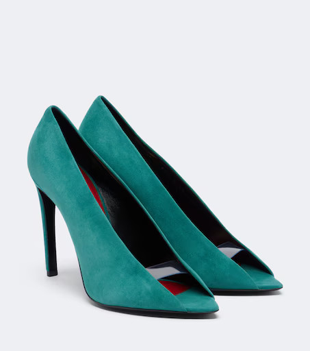 Valentino Garavani VLogo RÃ©vÃ©lÃ© suede peep-toe pumps | Mytheresa (US/CA)