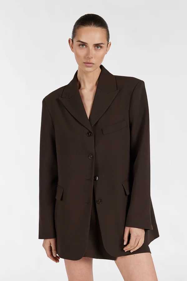 LIV BITTER CHOC BOYFRIEND BLAZER | DISSH