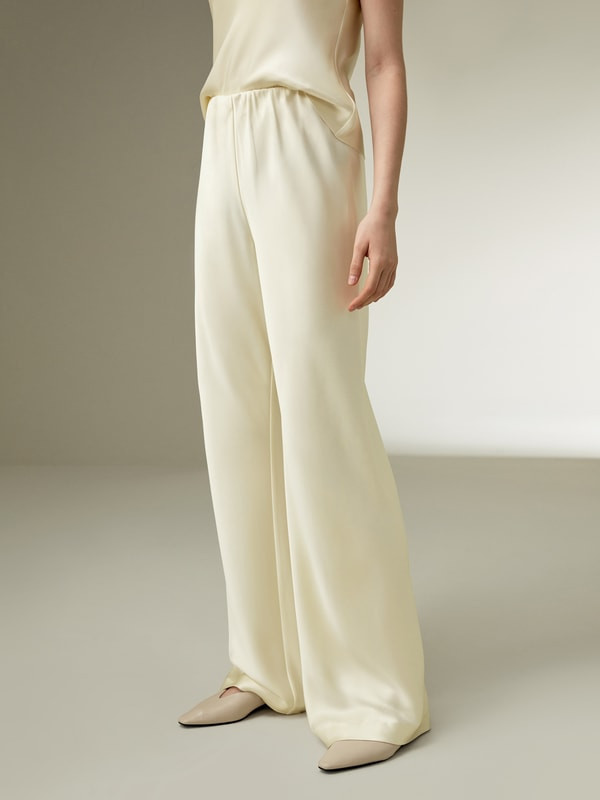 LILYSILK Silk Pants Women - Lily White 100 Silk - Classic Relaxed Fit Pants Petite 8 | LILYSILK