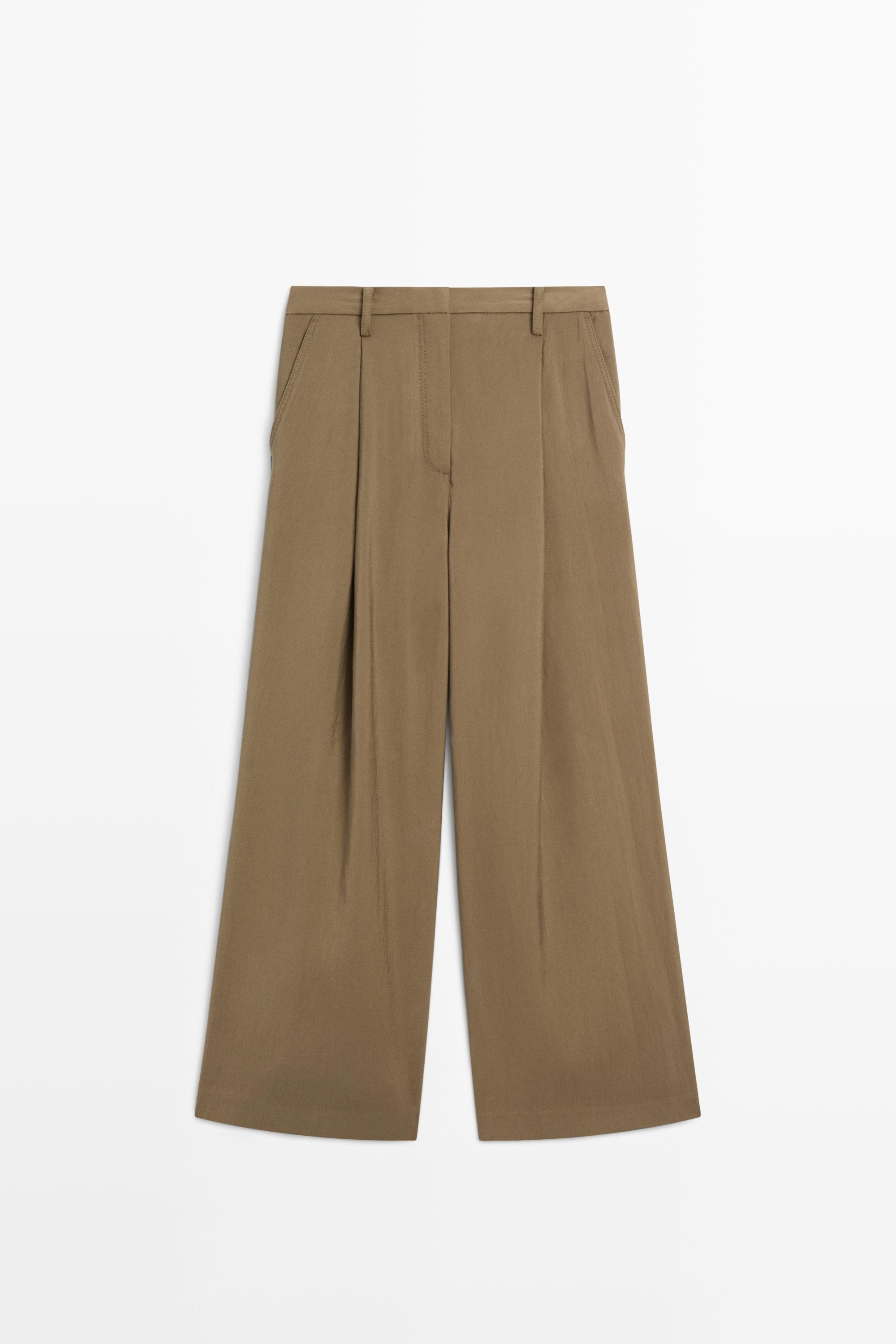 Flowing cropped wide-leg pants | Massimo Dutti UK