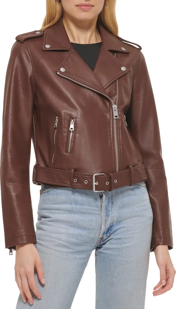 Faux Leather Fashion Belted Moto Jacket | Nordstrom Rack