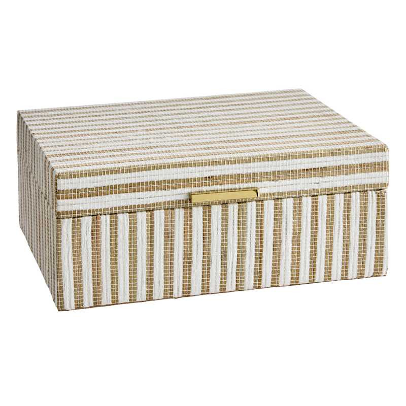 Medium Daniela Natural Striped Woven Decorative Box, 9.4x7 | At Home