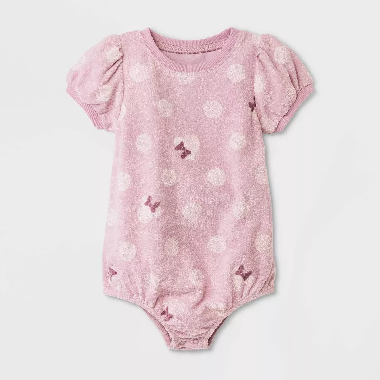 Baby Girls' Mickey Mouse Printed Short Sleeve Romper | Target