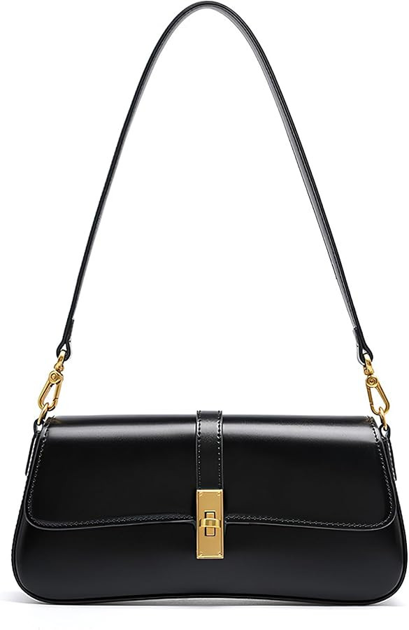 Womens Shoulder Bags Black Leather Small Handbag Crossbody Bags Retro Underarm Bag Fashion Clutch... | Amazon (US)