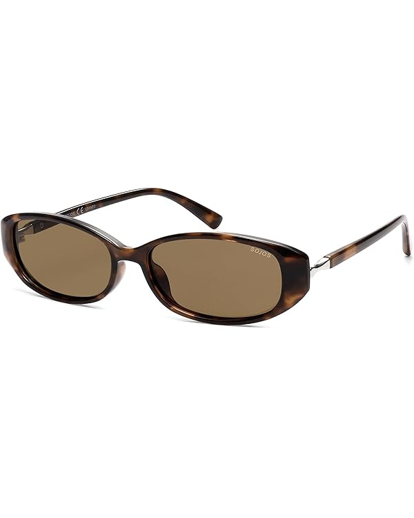 SOJOS Trendy Polarized Retro Oval Sunglasses for Women Chic 90s Sunnies Lightweight Narrow Shades... | Amazon (US)