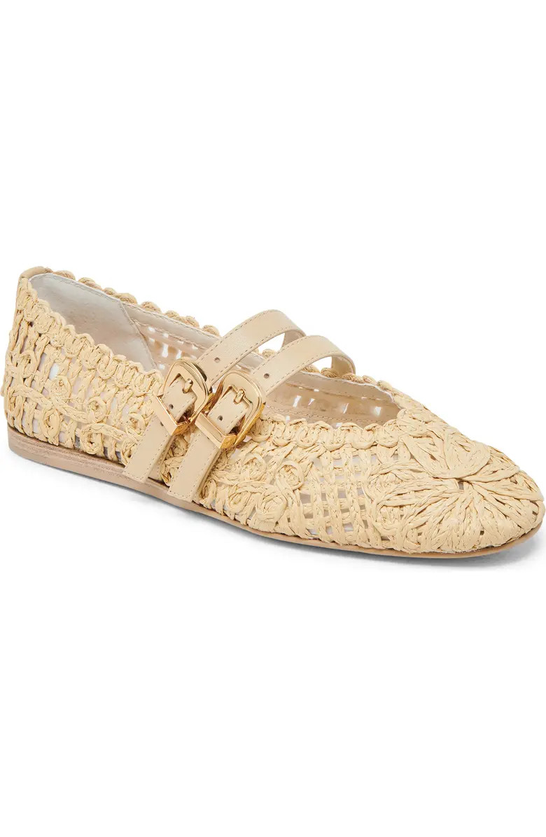 Baylee Sunflower Raffia Flat (Women) | Nordstrom