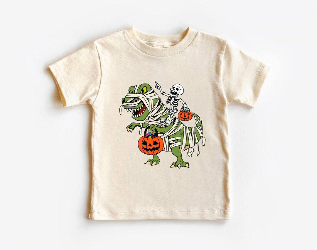 Skeleton Rides Dinasour Pumpkin Toddler Shirt, Halloween Boy Skeleton Shirts, Cool Halloween Kids... | Etsy (US)