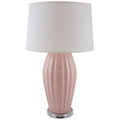 RiverCeramic 29" Ribbed Gloss Blush Pink Ceramic Table Lamp - #58X75 | Lamps Plus | Lamps Plus