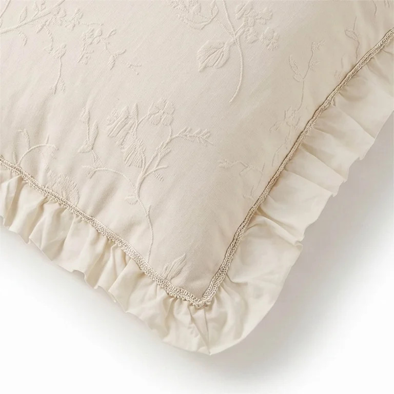 The Pioneer Woman Cream Matelasse Floral Crochet Ruffle Decorative Pillow, 20" x 20" | Walmart (US)