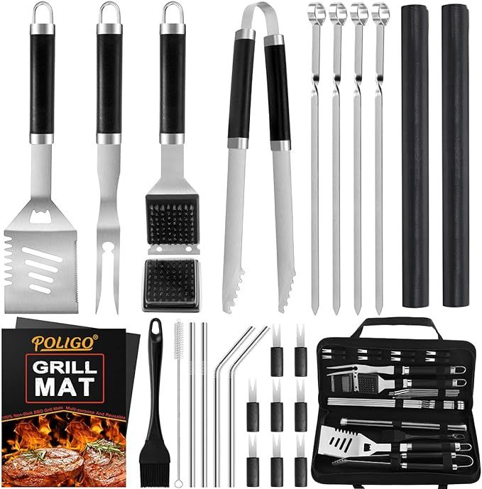 POLIGO 26 PCS BBQ Set Grilling Tool with Case - Camping Grill Set Stainless Steel Barbeque Grill ... | Amazon (US)