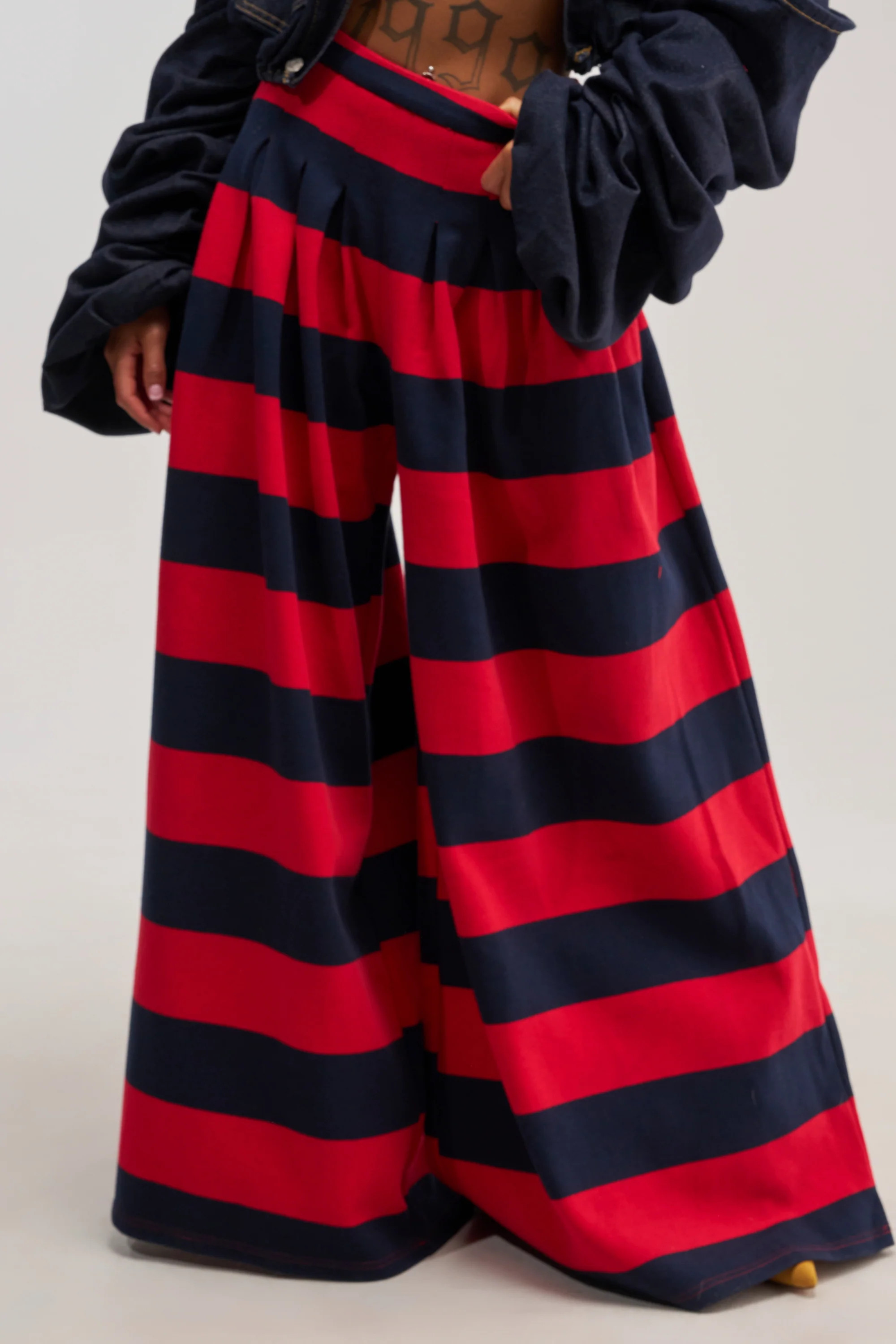 Red Stripe Cotton Palazzo Pants, Wide Leg | AKIRA | AKIRA