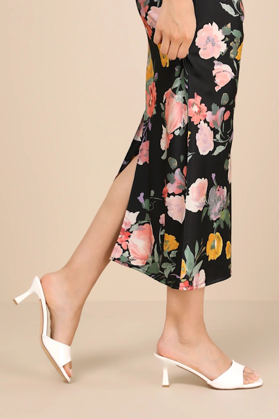 Honorine White Patent High Heel Slide Sandals | Lulus