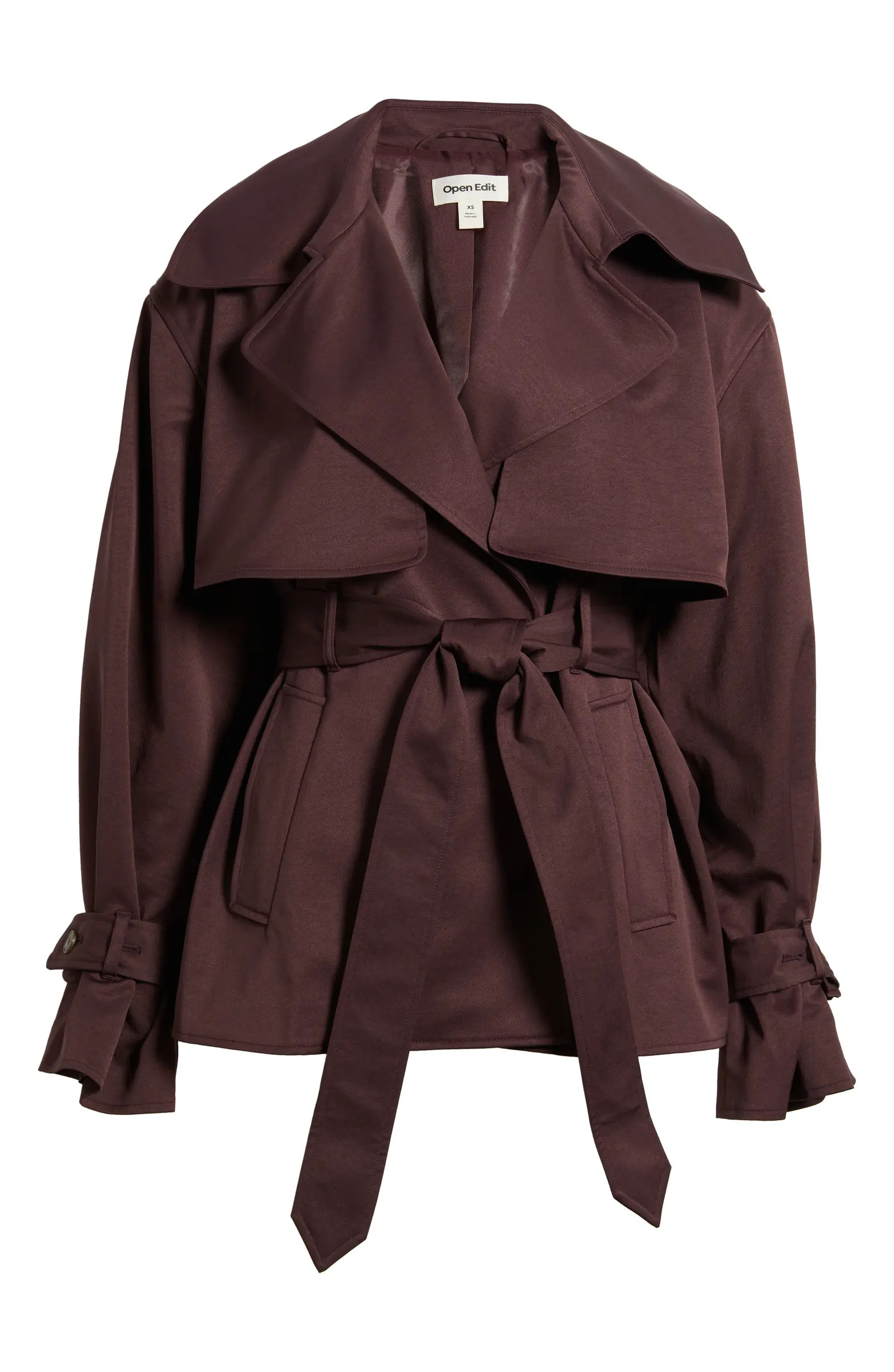 Open Edit Exaggerated Crop Trench Coat | Nordstrom | Nordstrom