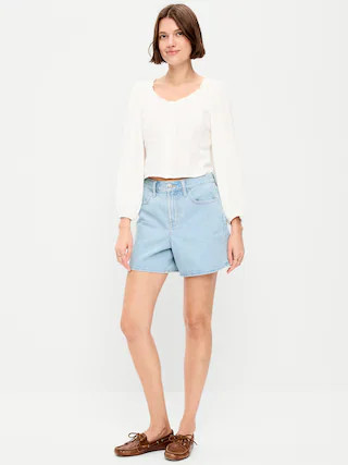 High-Waisted Wow Baggy Jean Shorts -- 5-inch inseam | Old Navy (US)