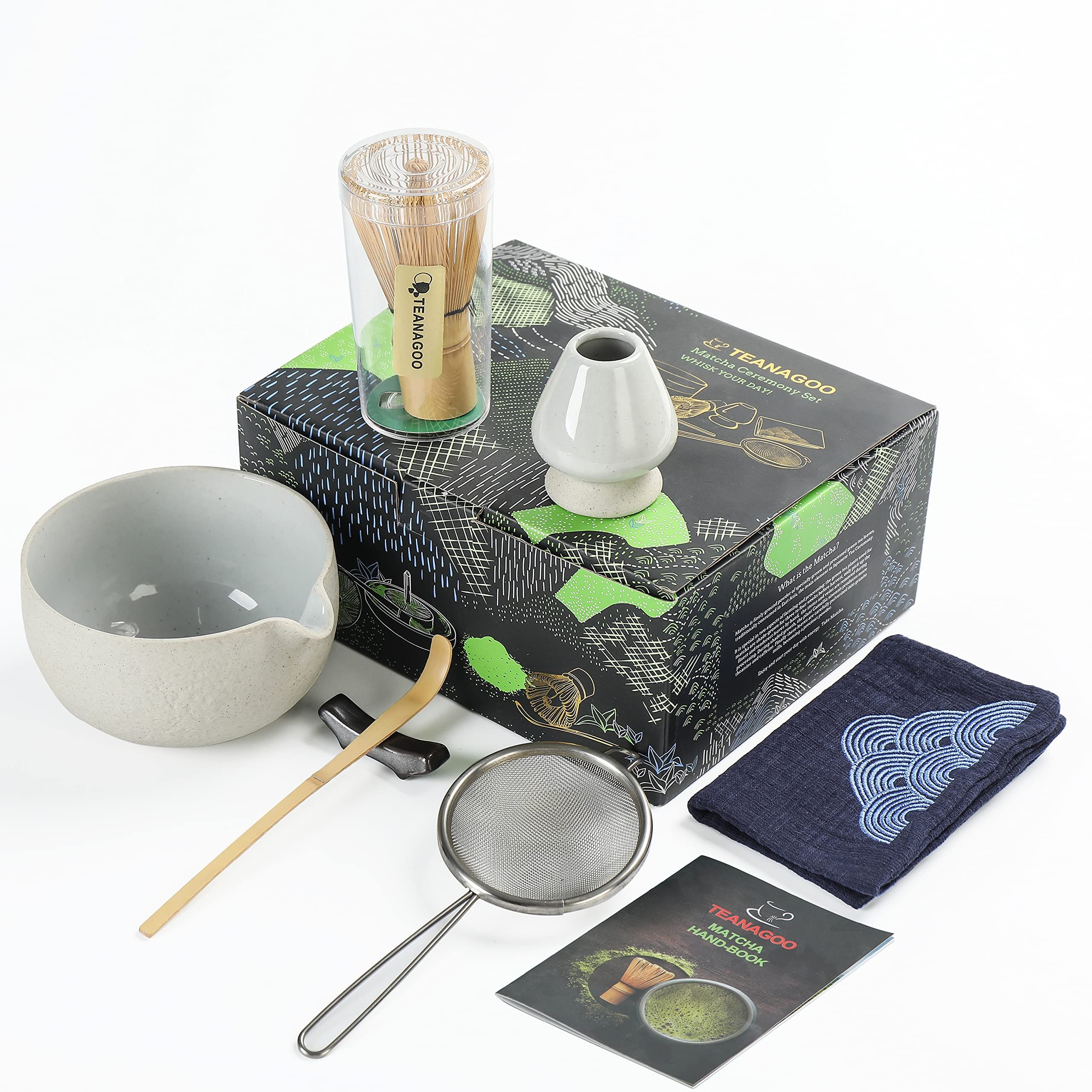 Japanese Tea Set (7pcs) Matcha Whisk Set Matcha Bowl with Pouring Spout Bamboo Matcha Whisk (chas... | Amazon (US)