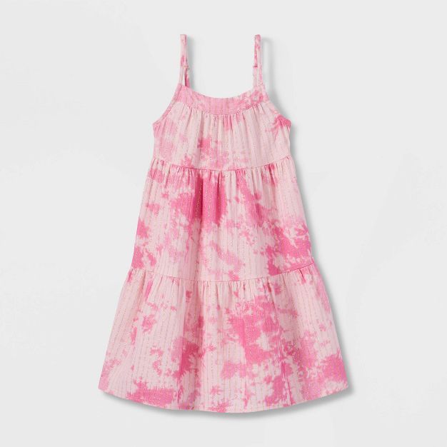 Toddler Girls' Tie-Dye Tiered Tank Dress - Cat & Jack™ Pink | Target